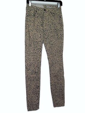 Volcom Liberator High Rise Jeans Black & Beige Leopard Print Skinny Stretch 27